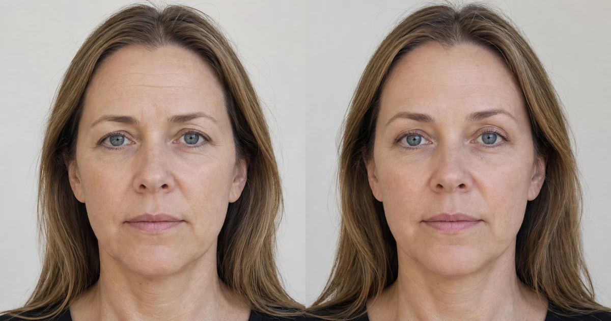 Brow lift before-and-after comparison showing brow position change